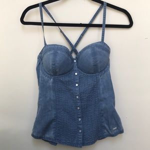 Guess faded denim bustier tank. Size medium.